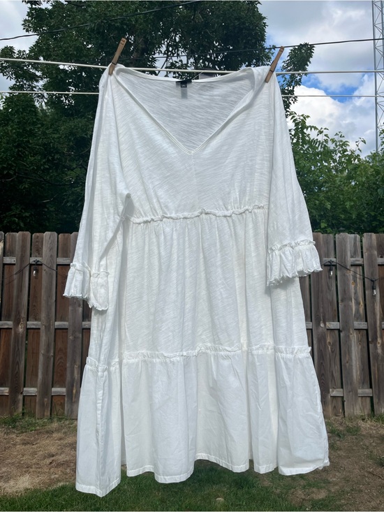 torrid Dresses & Skirts - Torrid NWT Mini Cotton Ruffle Long Sleeve Beach Dress 2X white
